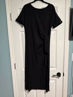 DKNY Black Maxi Dress with Side Tie